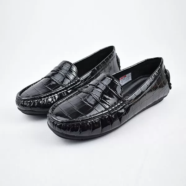 Mocassin pour femme 6493-1 noir verni  sandale médicale femme confortable Maroc